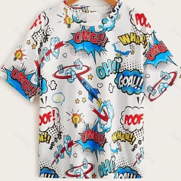 NEW! Kids Fun Graphic Cartoon Print Short Sleeve T Shirt Funny Super Hero - Picture 1 of 5